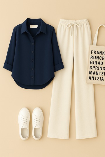 Luxe Co-Ord Set – Blue & Beige