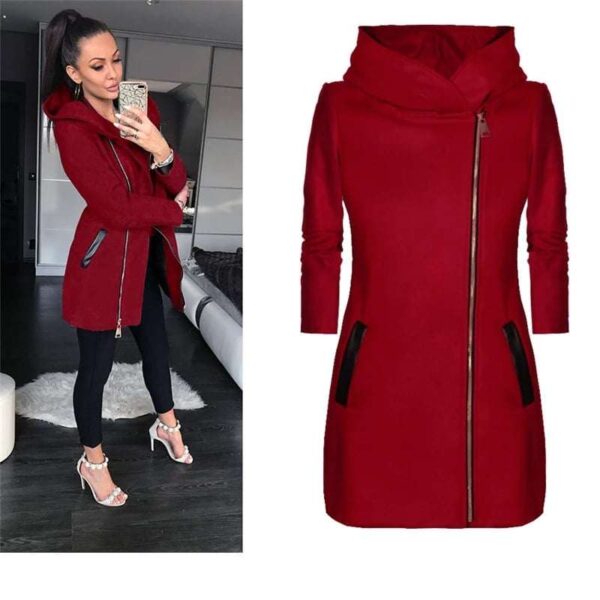 Leather Pocket Style Side Zip Hooded Jacket For Winter's