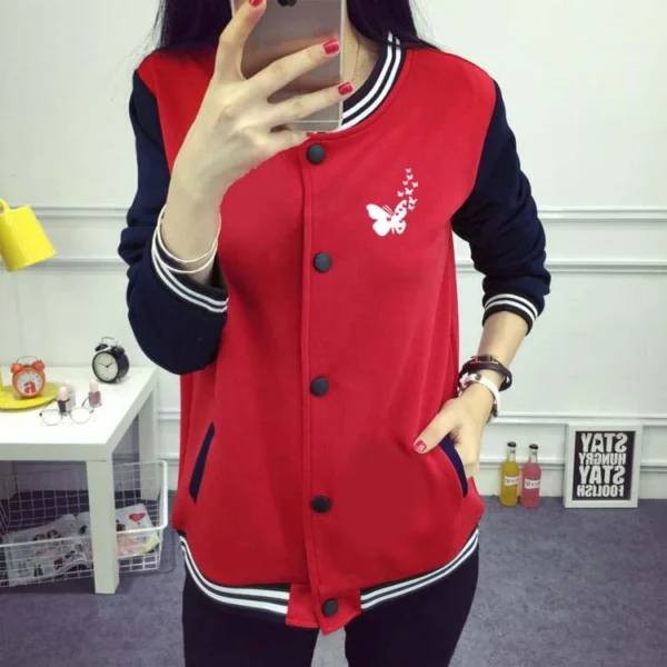 Baseball Button Style Winter Jacket For Her