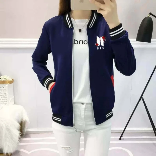 BTS Flower Baseball Winter Zipper Jacket For Her