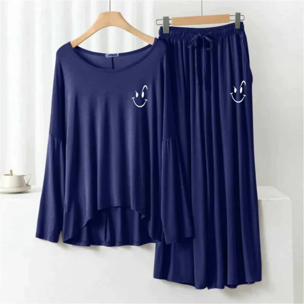 Plazo-Style Logo-Printed 2-Pcs Lounge And Night Wear Suit. WLW-08