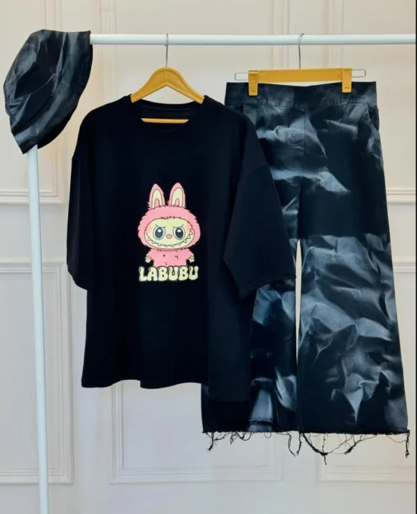 Labubu Design Western 2-Pcs Summer Tracksuit For Her CWTS-05