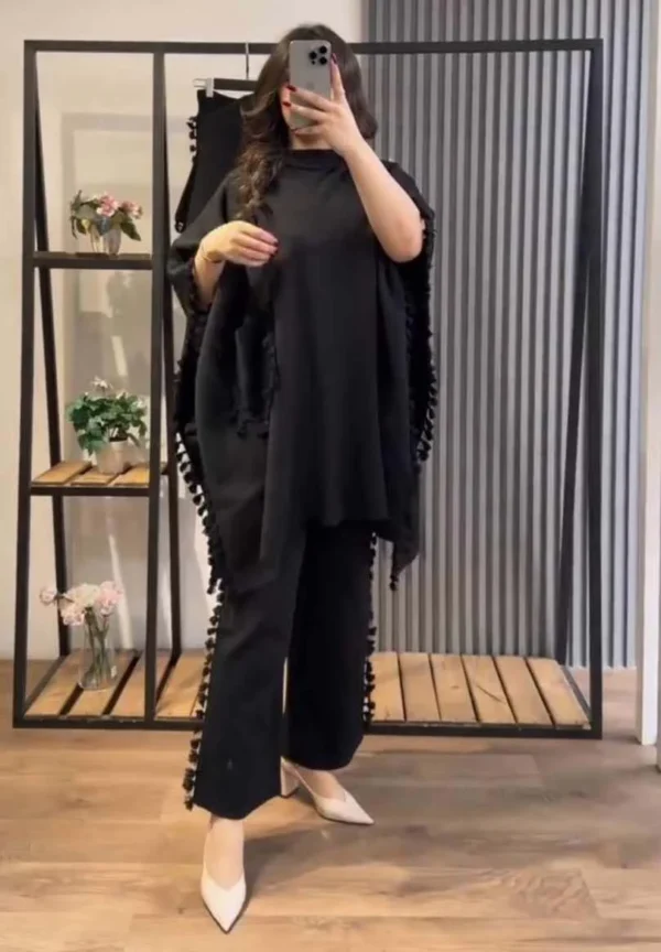 Open-Shawl Style Lace Work 2-Pcs Winter Co-Ord Set. WWTS-07 V2